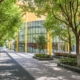 Shaded landscaping outside of commercial property